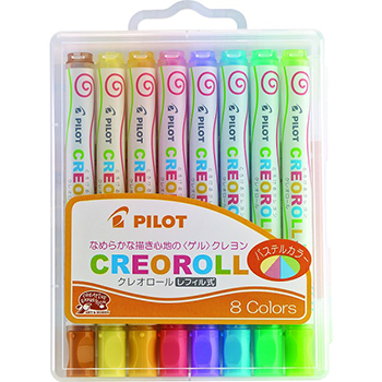 Crayones Creoroll, colores pastel surtidos, estuche con 8 piezas.