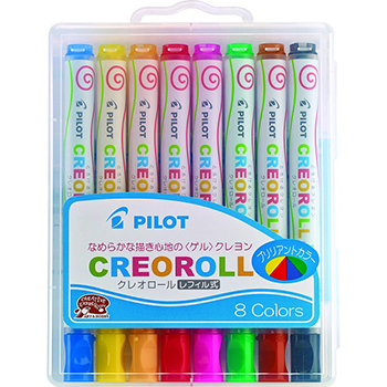 Crayones Creoroll, colores básicos surtidos, estuche con 8 piezas.