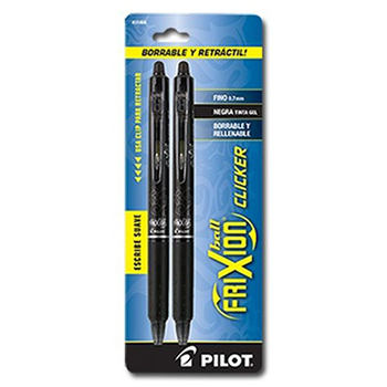 BOLIGRAFO FRIXION CLICKER NEGRO FINO BLISTER C/2