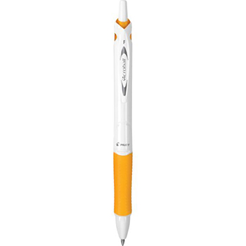 Bolígrafo retráctil Acroball Pure White, tinta avanzada color negro, acentos naranja, punto fino (0.7 mm.)