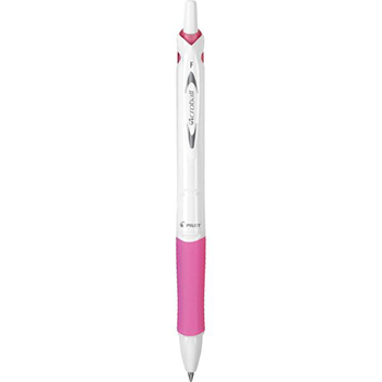 Bolígrafo retráctil Acroball Pure White, tinta avanzada color negro, acentos rosa, punto fino (0.7 mm.)