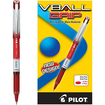 Bolígrafo Vball Grip, color rojo, punto extra fino (0.5 mm.)