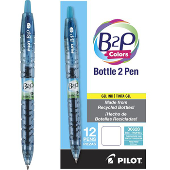 Roller Bottle to Pen Colors (B2P Colors), tinta gel color turquesa, punto fino (0.7 mm.)