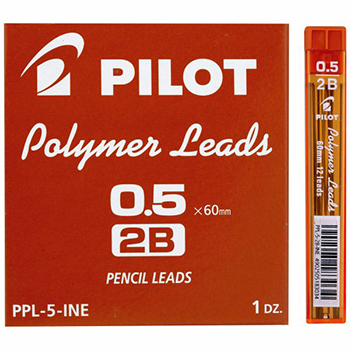 Minas Polymer Leads, 0.5 mm., grado 2B, tubo con 12 minas c/u.