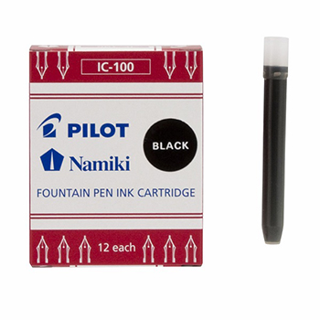 Cartucho de tinta para pluma fuente IC-100, tinta líquida color negro, caja con 12 cartuchos