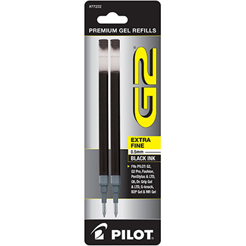 Repuesto para bolígrafos retráctiles G2 (BG25R), tinta gel color negro, punto extra fino (0.5 mm.), blíster con 2 piezas