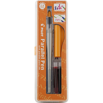 Pluma estilográfica Parallel Pen, tinta líquida color negro y rojo, punta 2.4 mm., estuche con 1 pluma, 2 cartuchos de tinta, kit de limpieza e instrucciones