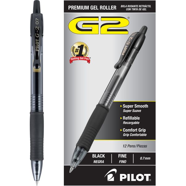Pilot G2 31321 - Bolígrafos de tinta de gel, punta ultra fina negra, 6  unidades